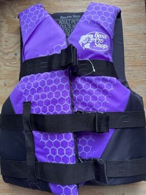 Bass Pro Shops Purple and Black Life Vest with Hex Pattern
